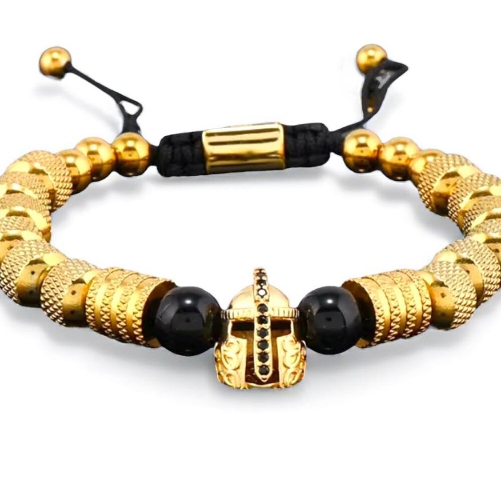 NEW - ARMOR OF GOD HELMET OF SALVATION STUNNING STAINLESS-STEEL BRACELET - GOLD - Picture 5 of 5